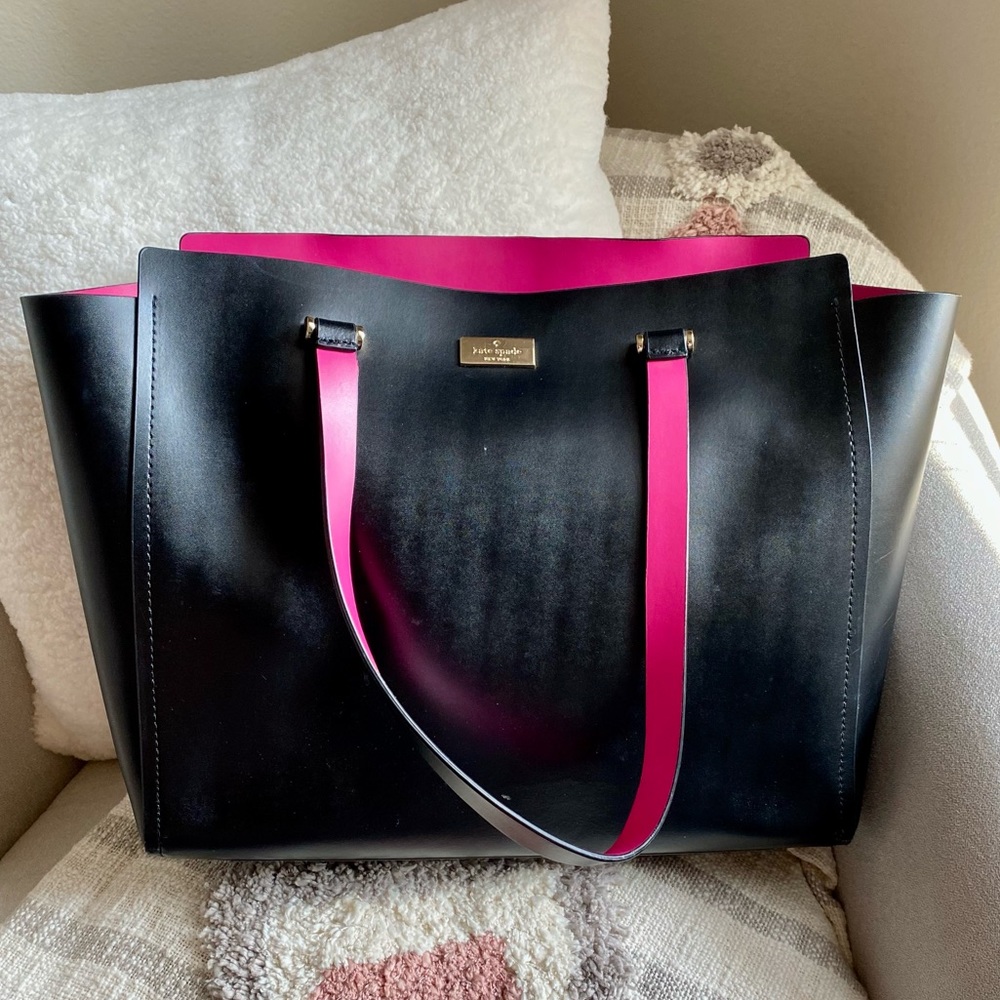 kate spade Black Tote with Pink Interior